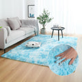 Fluffy Carpet - Light Blue and White