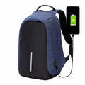Anti-theft Travel Backpack Laptop School Bag with USB Charging Port - Navy Blue