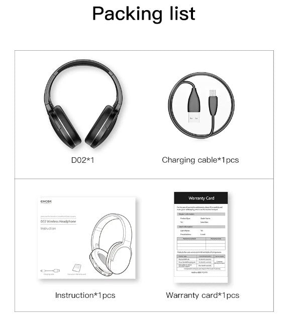 Baseus D02 Wireless Headphone Bluetooth 5.0 - White
