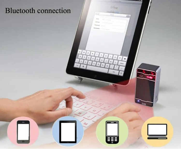 Bluetooth Virtual Keyboard Portable for Smartphone/PC/Tab/Ipad - Silver