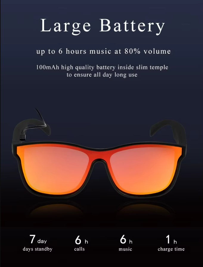 Smart Glasses - Semi-Open Bluetooth Glasses, music, call, voice control sports Sunglasses - Black