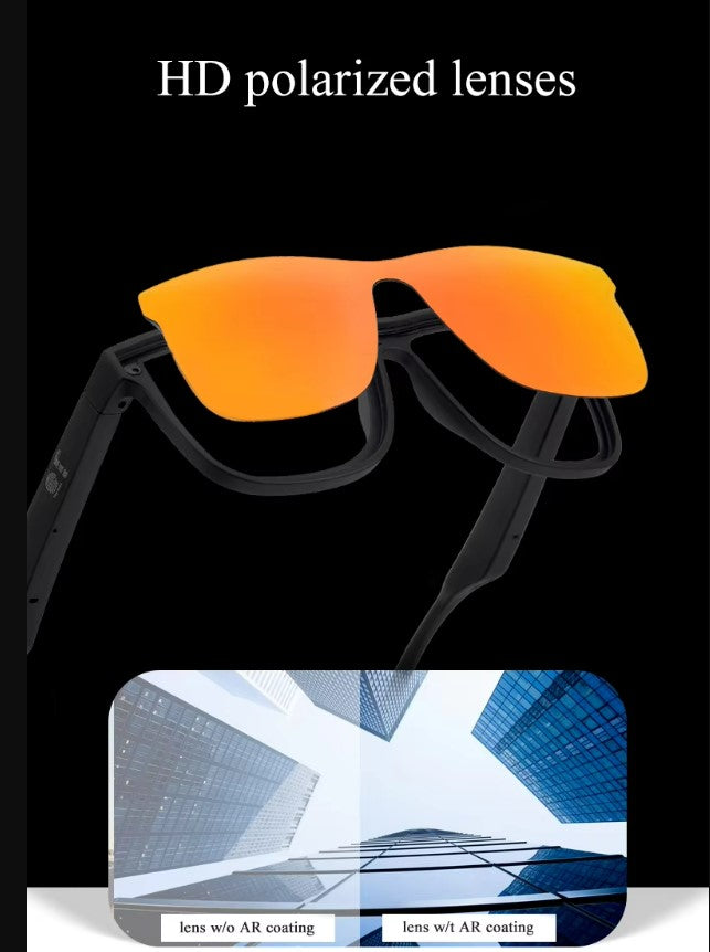 Smart Glasses - Semi-Open Bluetooth Glasses, music, call, voice control sports Sunglasses - Black